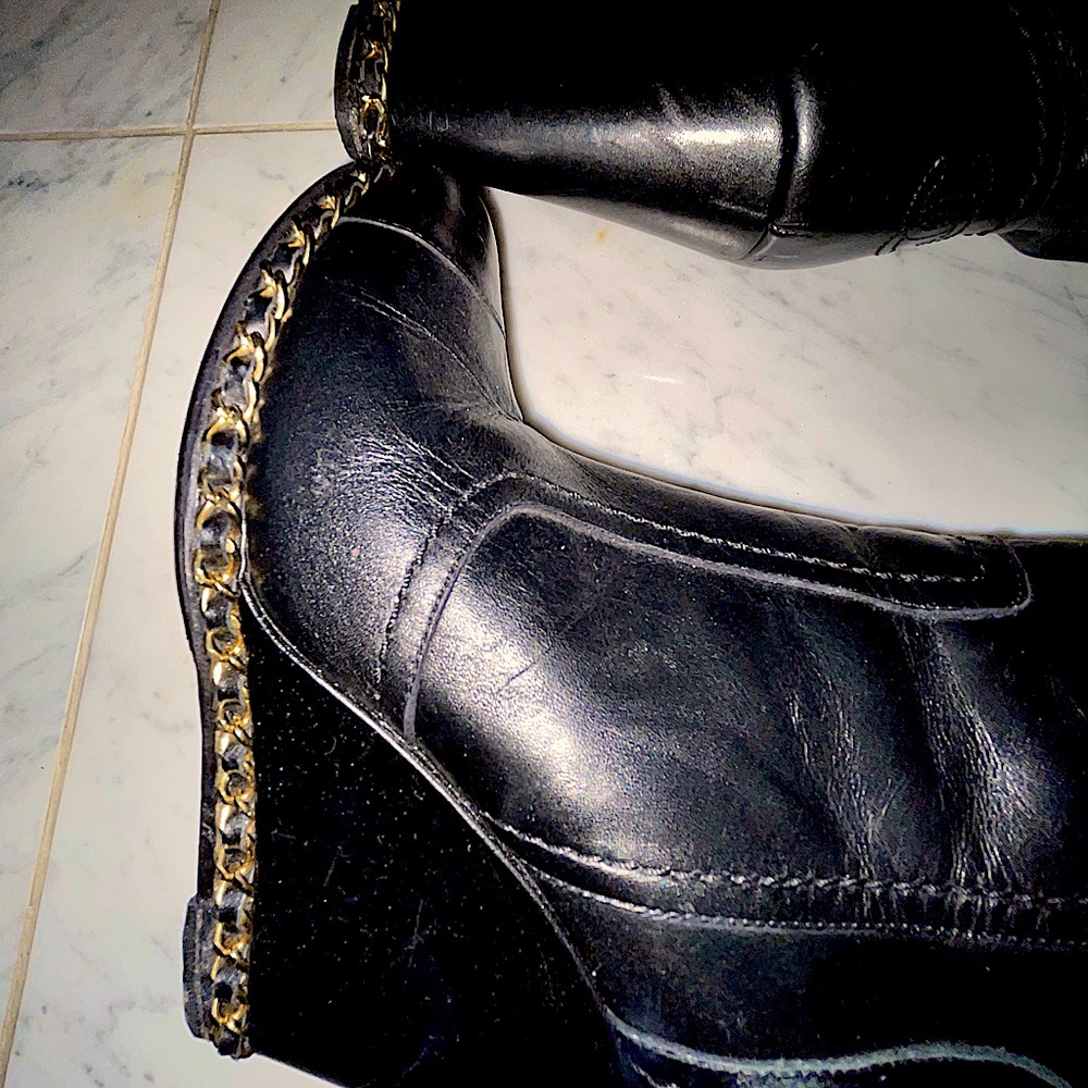 CHANEL black calve skin cc logo over the knee boot - Picture 7 of 14